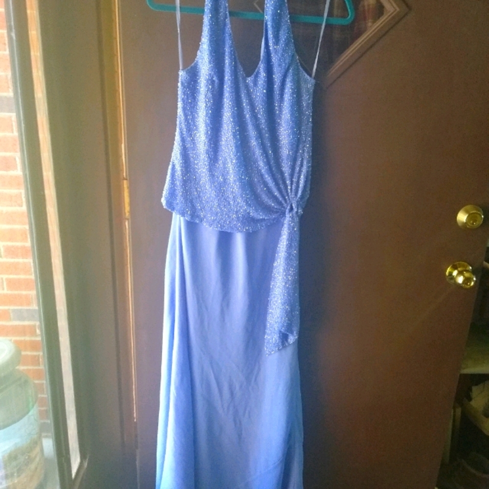Long evening gown. Blue beaded sz 6 Chadwicks